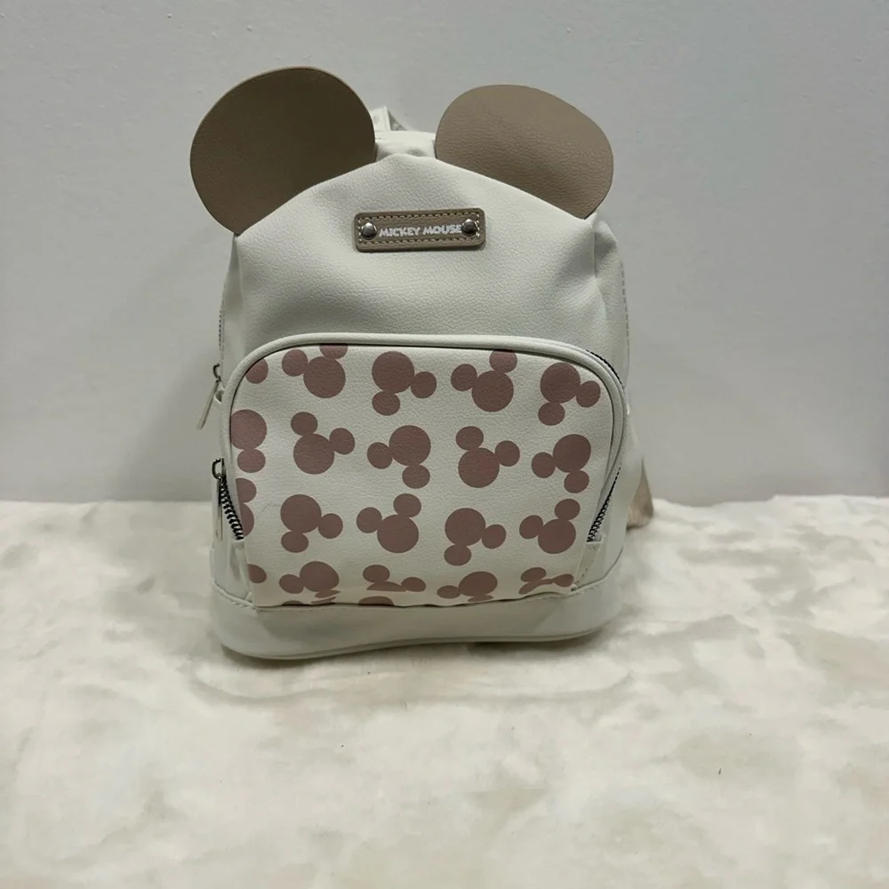 Minnie mouse mickey mouse back pack!! Tan & white Disney land purse! NWT!